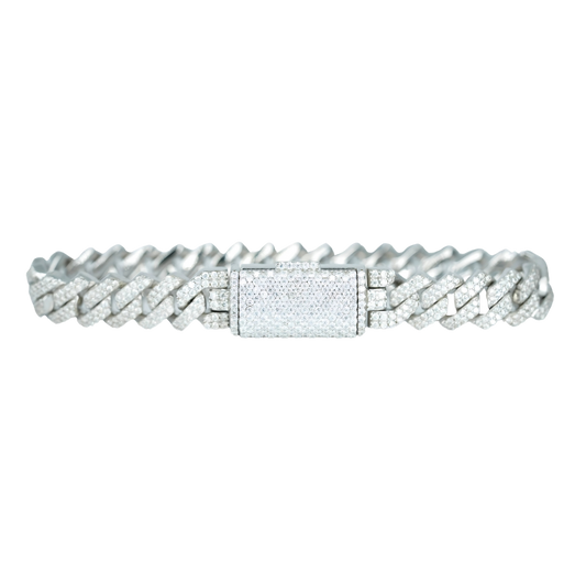 10mm White Gold Square Bracelet with VVS Moissanite Diamonds