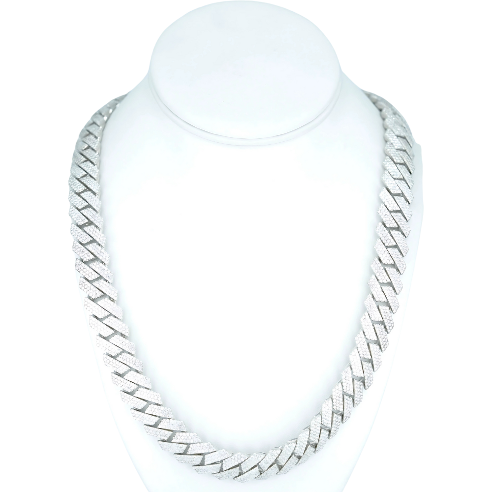 14mm VVS Clarity Moissanite Cuban Chain Necklace