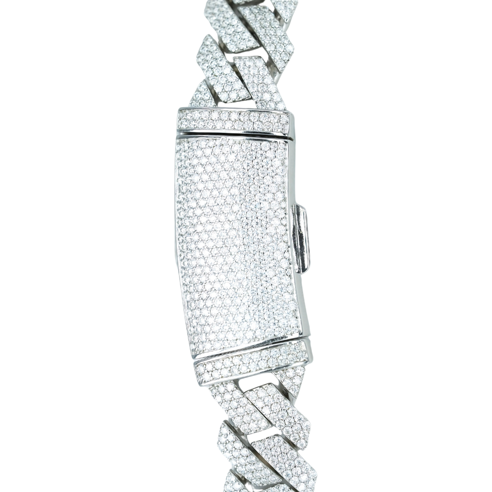 14mm VVS Clarity Moissanite Cuban Chain Necklace
