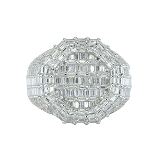 7658 - Dual-Cut VVS Moissanite Ring Baguette and Round Design