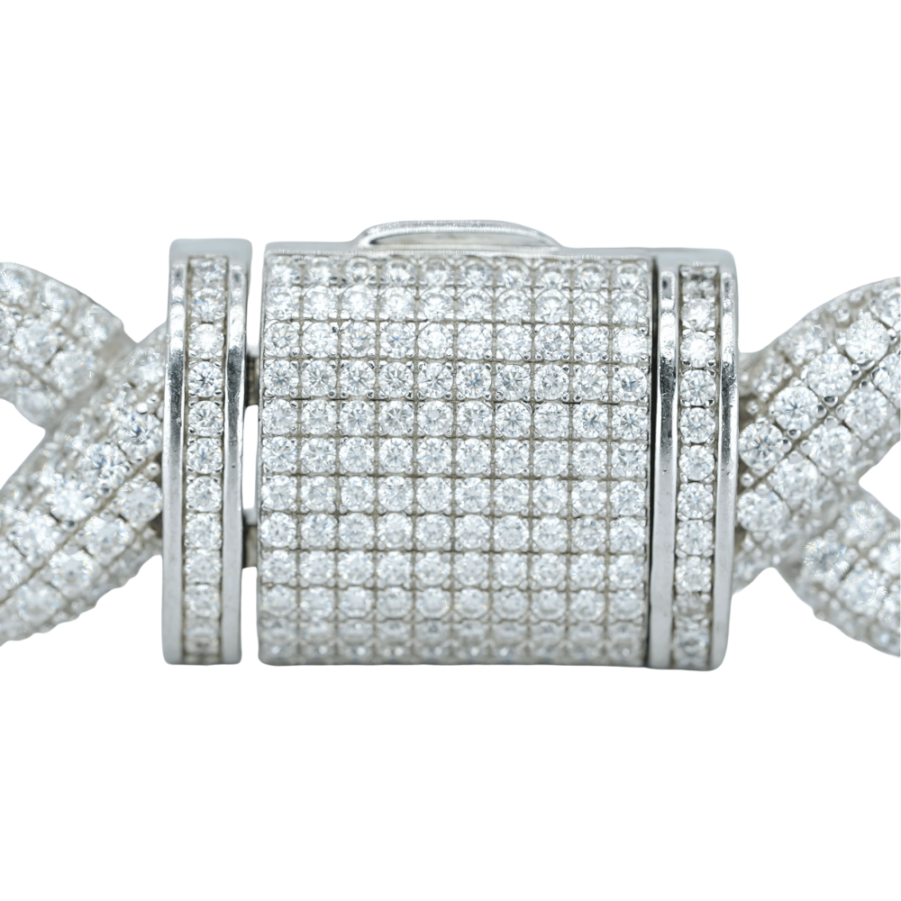 16mm White Gold Infinity Cuban Bracelet with VVS Moissanite Diamonds
