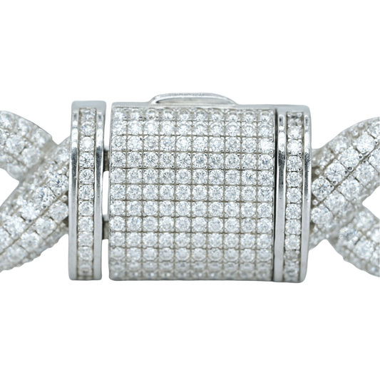 16mm White Gold Infinity Cuban Bracelet with VVS Moissanite Diamonds