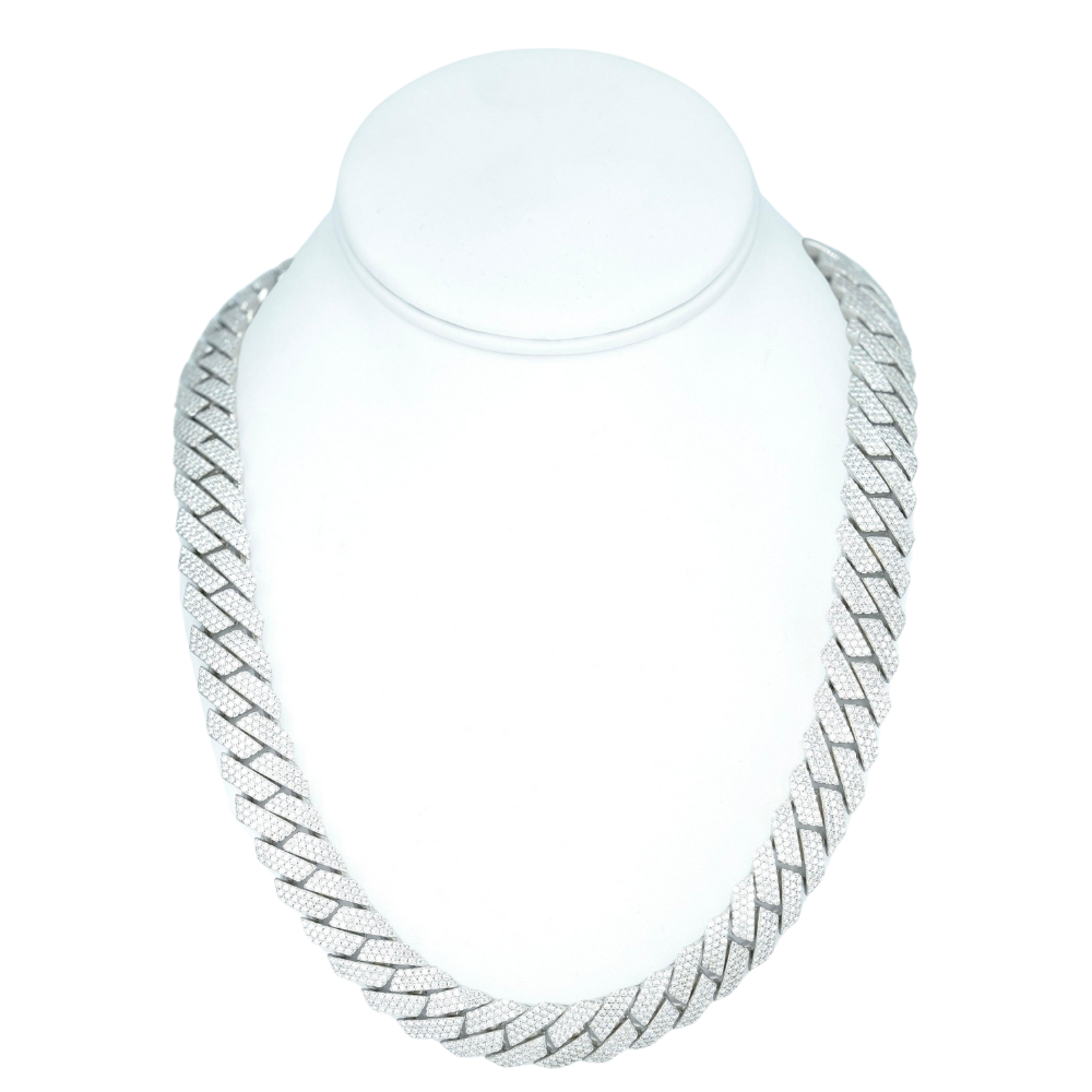 16mm Wide Cuban Chain Necklace with VVS Moissanite Diamonds