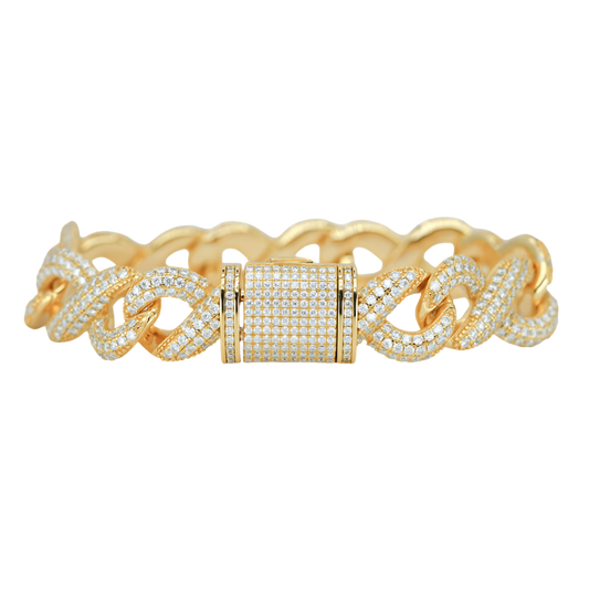 Yellow 16mm VVS Moissanite Infinity Cuban Bracelet