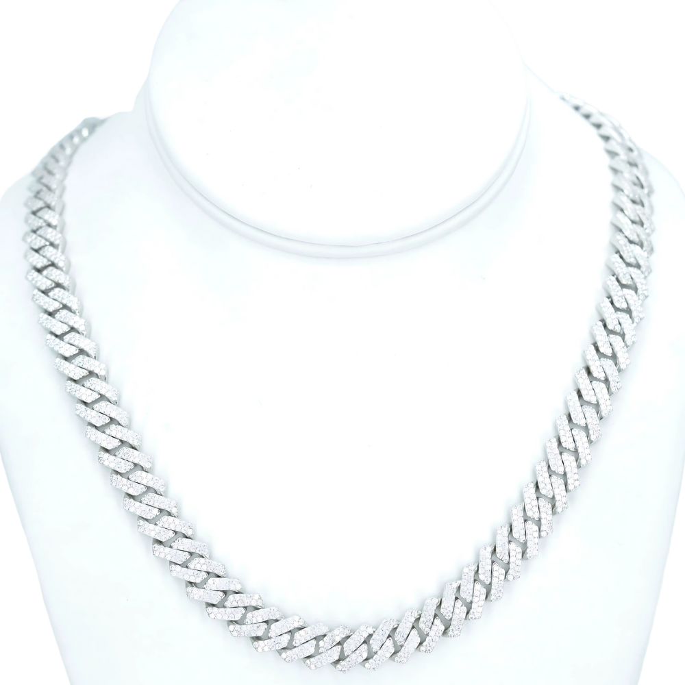 8mm Cuban Chain Necklace with VVS Moissanite Diamonds