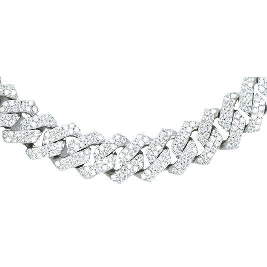 8mm Cuban Chain Necklace with VVS Moissanite Diamonds