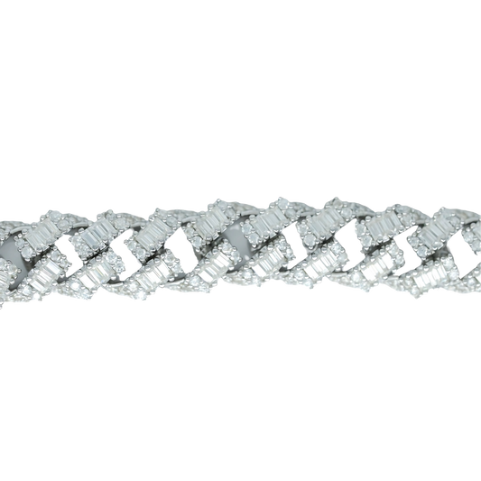 9mm Cuban Bracelet with Round & Baguette VVS Moissanite Diamonds