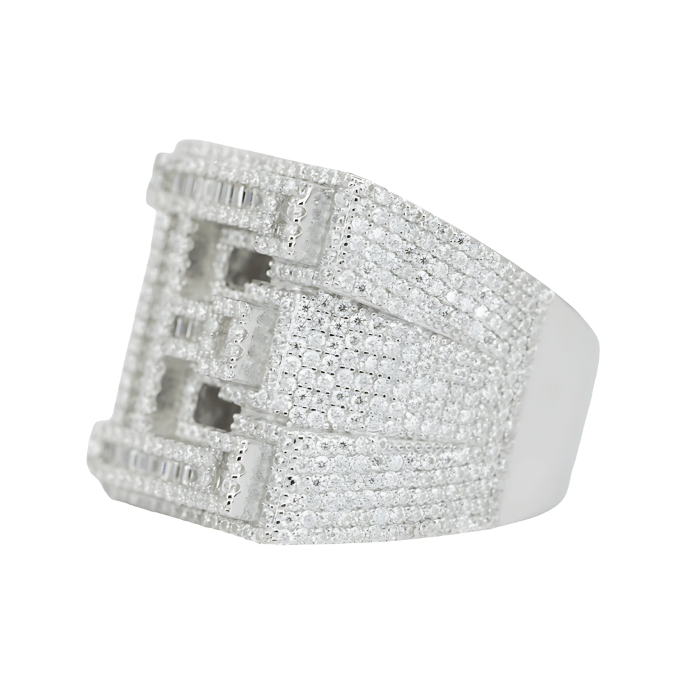 Letter E Ring with Round & Baguette-Cut Stones