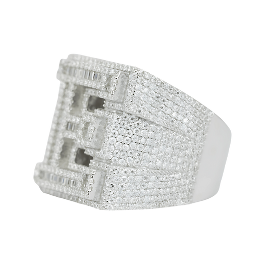 Letter E Ring with Round & Baguette-Cut Stones