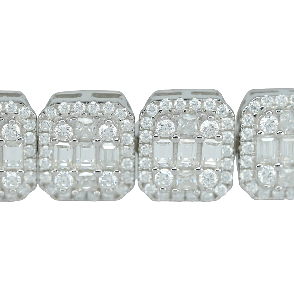 Round & Baguette VVS Moissanite Diamond Tennis Bracelet