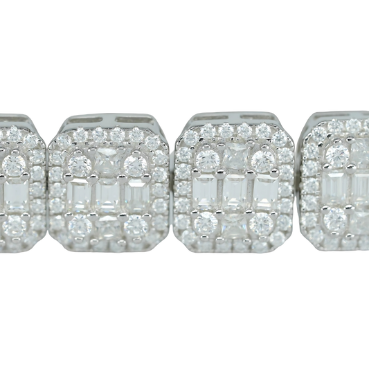 Round & Baguette VVS Moissanite Diamond Tennis Bracelet