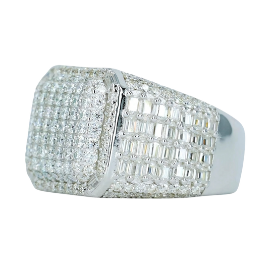 Square-Set Baguette & Round VVS Moissanite Ring