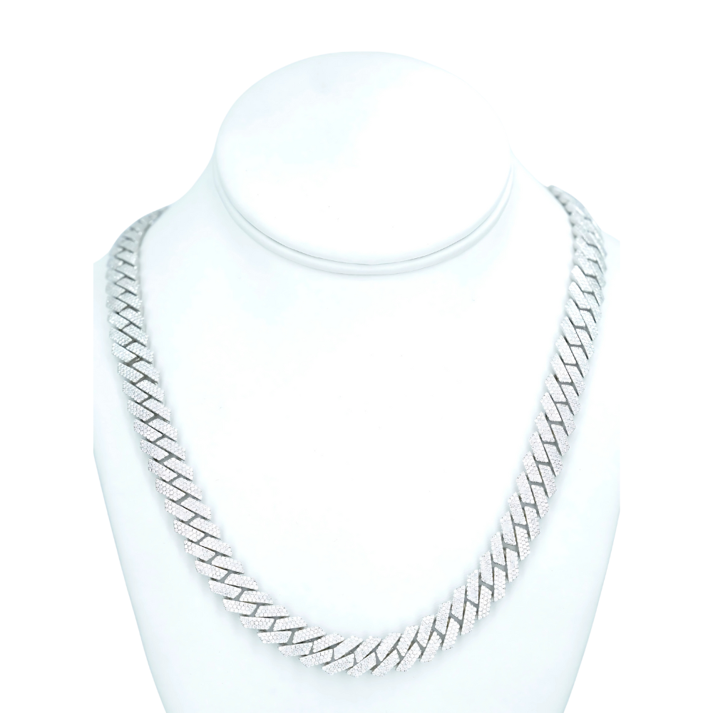 10mm Cuban Chain Necklace with VVS Moissanite Diamonds