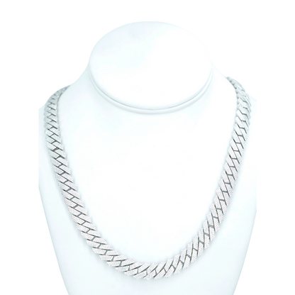 10mm Cuban Chain Necklace with VVS Moissanite Diamonds