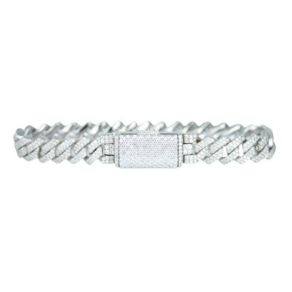 10mm White Gold Square Bracelet with VVS Moissanite Diamonds