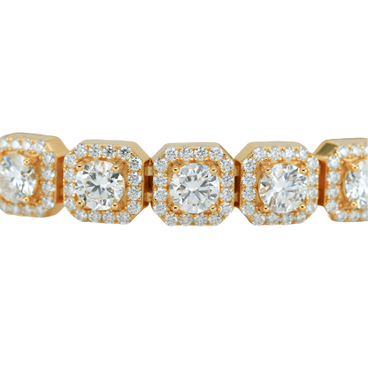 10mm Yellow Gold Square Bracelet with VVS Moissanite Diamonds