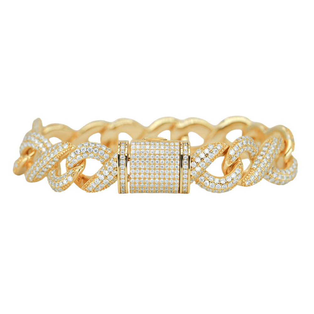 Yellow 16mm VVS Moissanite Infinity Cuban Bracelet