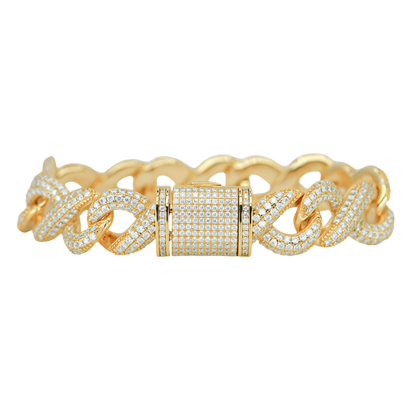 Yellow 16mm VVS Moissanite Infinity Cuban Bracelet