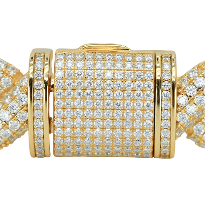 Yellow 16mm Round VVS Moissanite Diamond Infinity Cuban Bracelet – Bold Elegance, Timeless Shine
