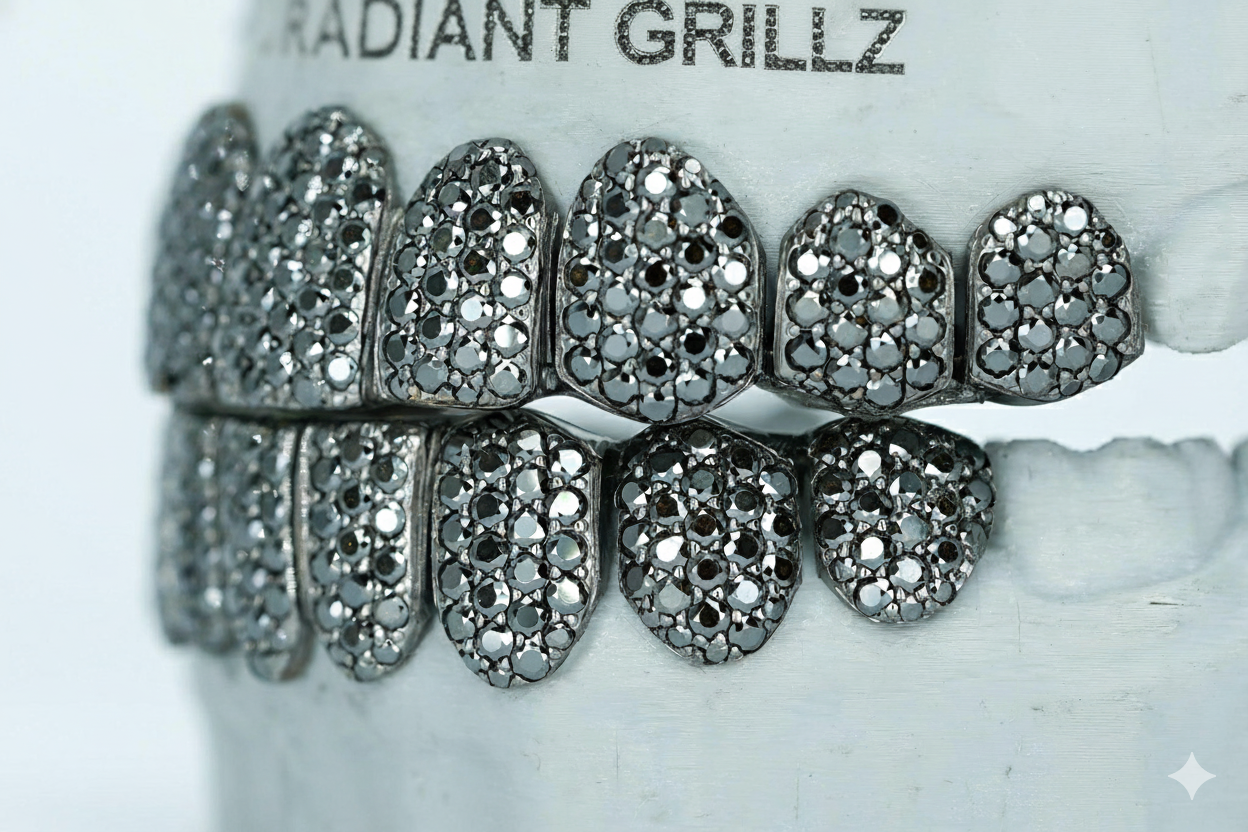 Black VVS Moissanite Diamond Grillz