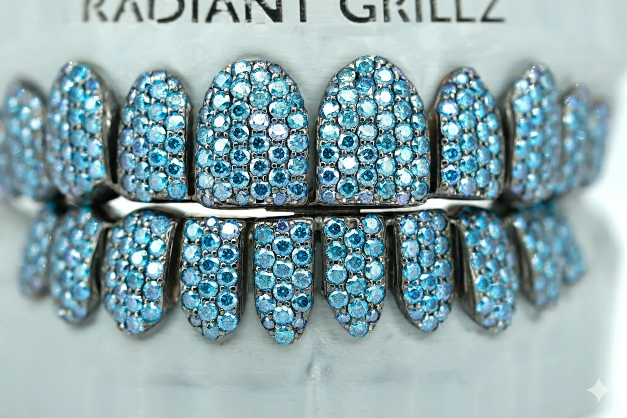 Blue VVS Moissanite Diamond Grillz