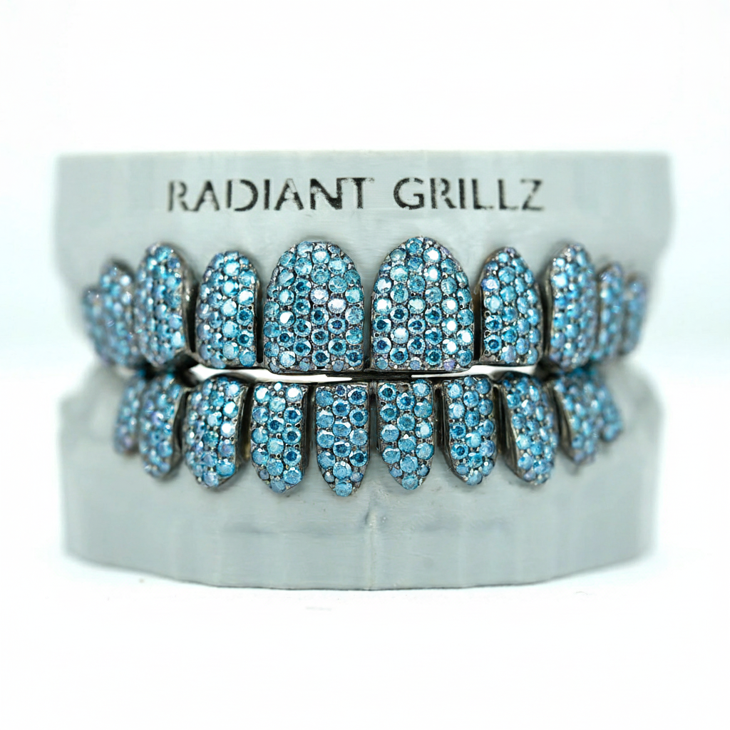 Blue VVS Moissanite Diamond Grillz