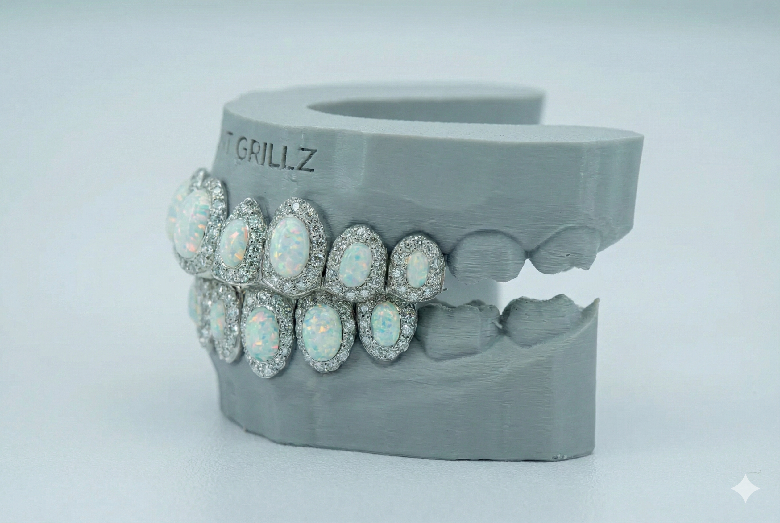 Opal With VVS Moissanite Diamond Grillz