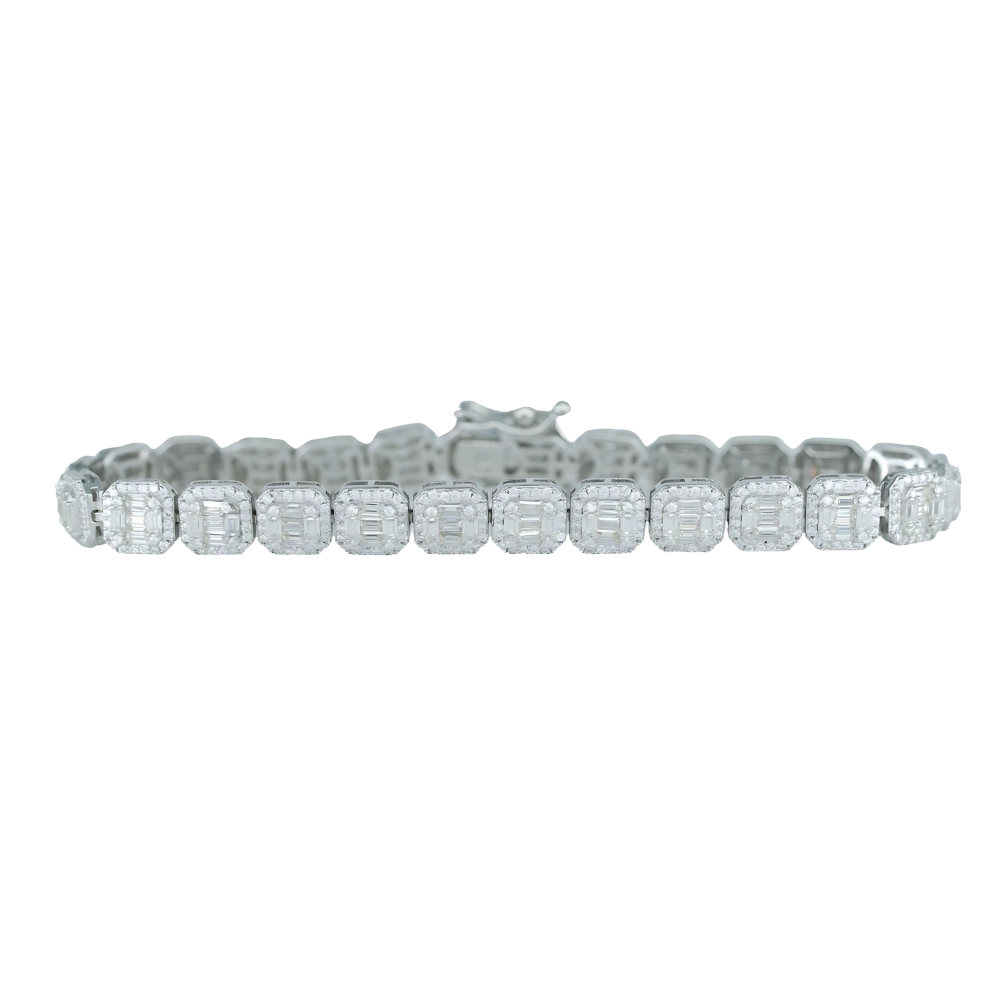 Round & Baguette VVS Moissanite Diamond Bracelet