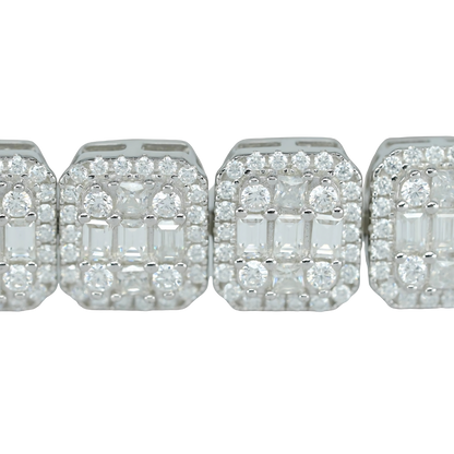 Round & Baguette VVS Moissanite Diamond Tennis Bracelet