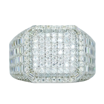 Square-Set Baguette & Round VVS Moissanite Ring