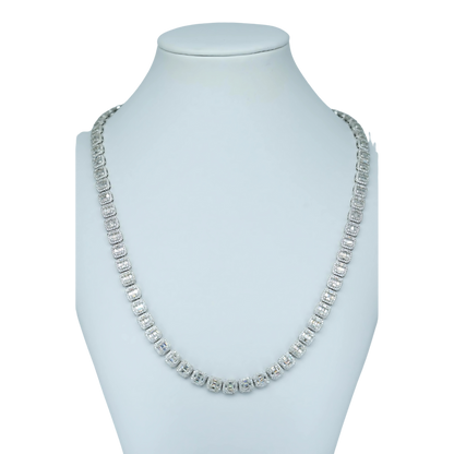 VVS Moissanite Diamond Necklace with Round & Baguette-Cut Stones