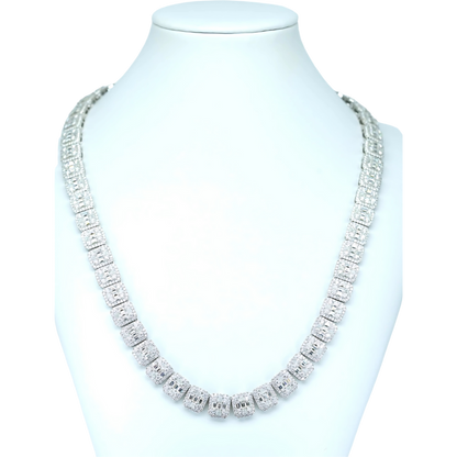VVS Moissanite Diamond Necklace with Round & Baguette Stones
