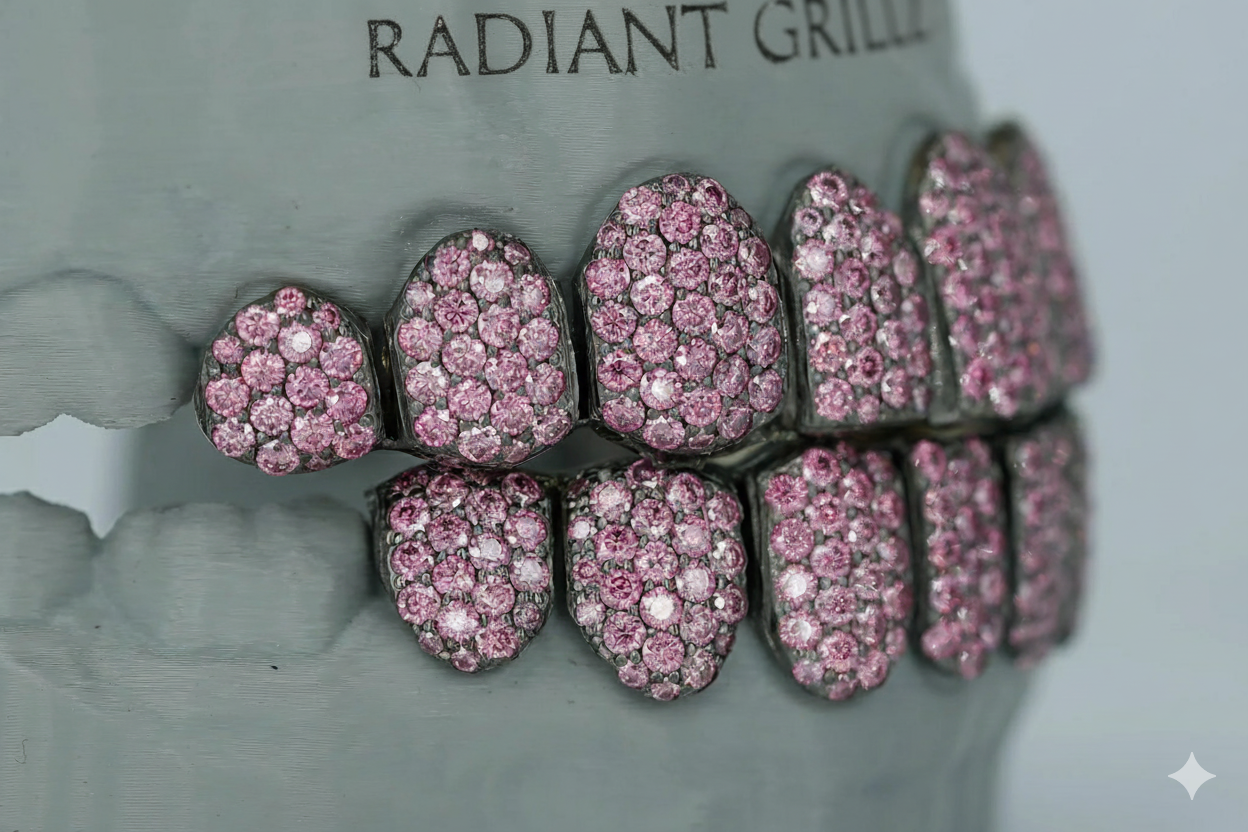 Valentine Pink VVS Moissanite Diamond Grillz