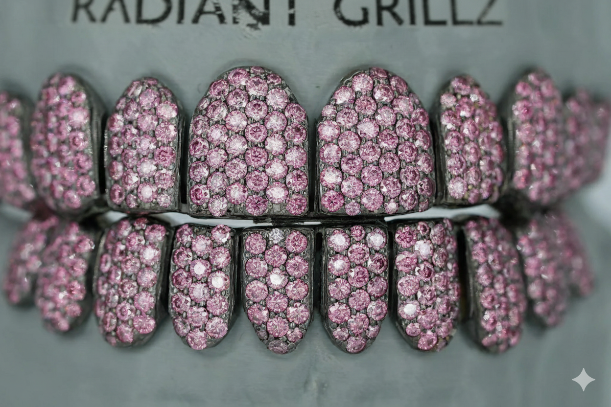 Valentine Pink VVS Moissanite Diamond Grillz